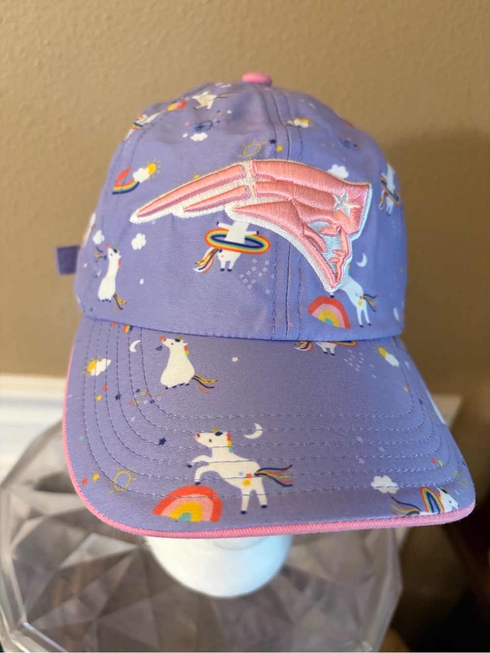 Girls 47 Embroidered England Patriots Purple Unicorn Hat Adjustable